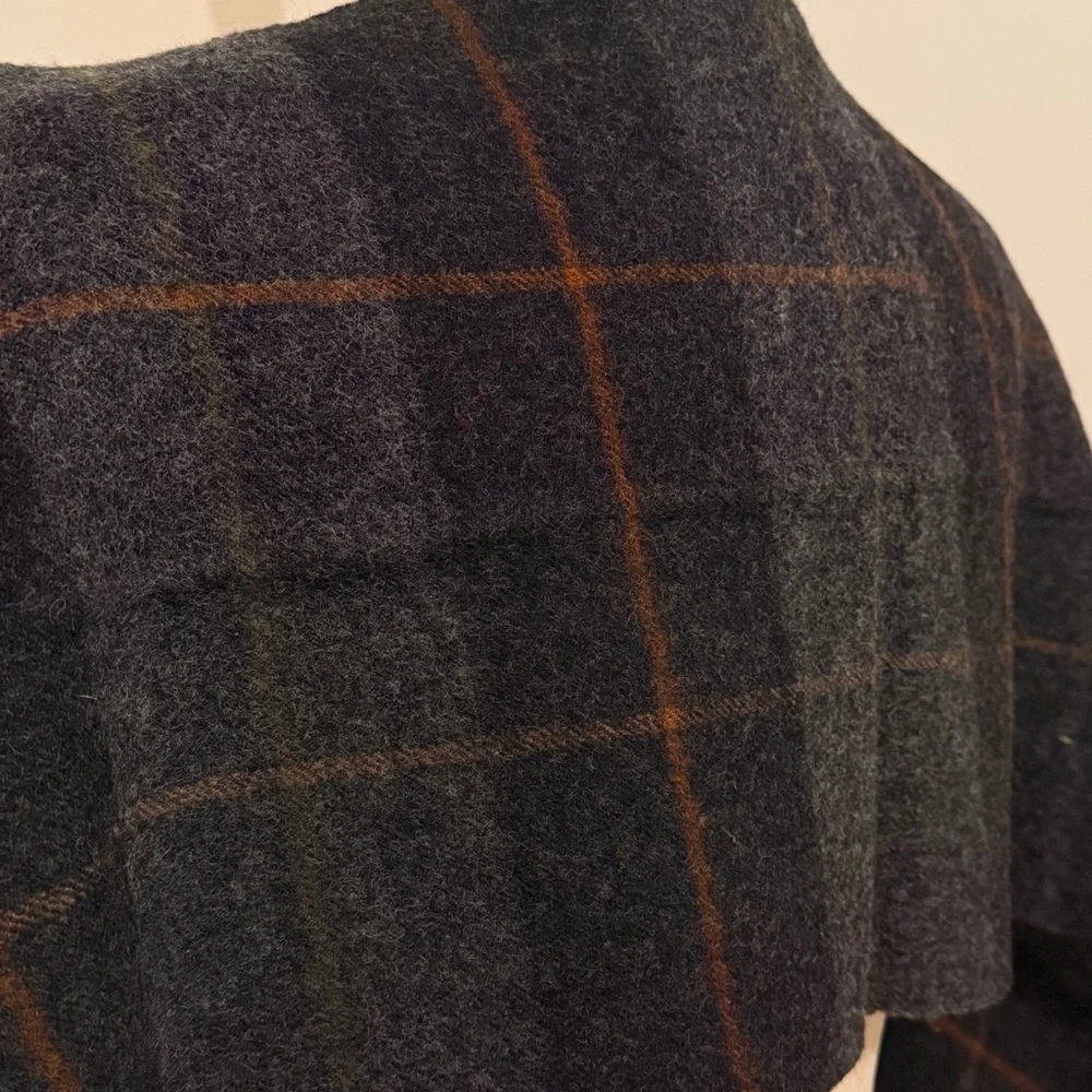 Plaid Wool Scarf with Fringe